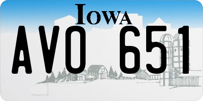 IA license plate AVO651