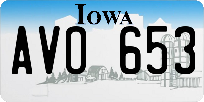 IA license plate AVO653