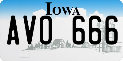 IA license plate AVO666