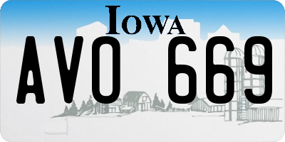IA license plate AVO669