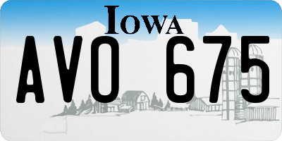 IA license plate AVO675