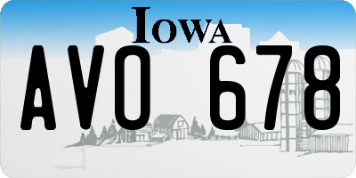 IA license plate AVO678