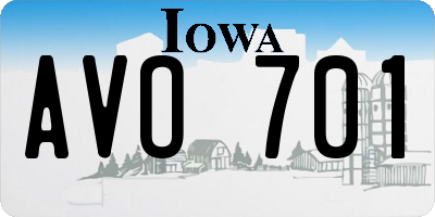 IA license plate AVO701