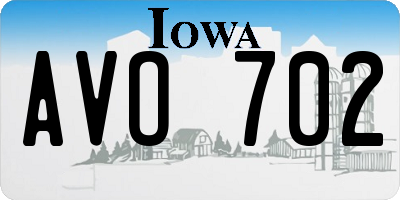 IA license plate AVO702