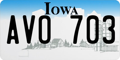 IA license plate AVO703