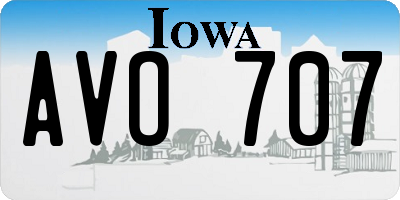 IA license plate AVO707