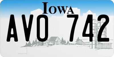 IA license plate AVO742