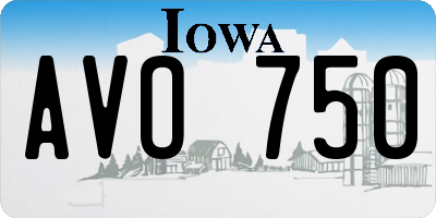 IA license plate AVO750