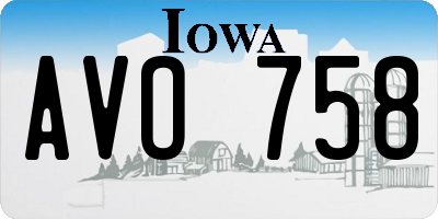 IA license plate AVO758