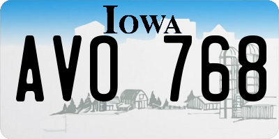 IA license plate AVO768