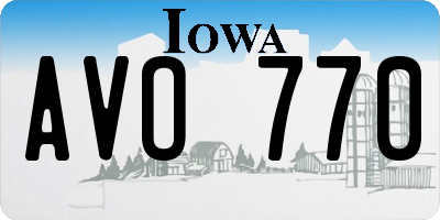 IA license plate AVO770