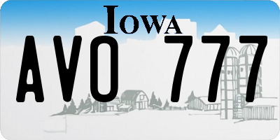 IA license plate AVO777