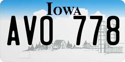IA license plate AVO778