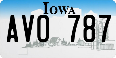 IA license plate AVO787