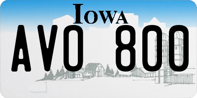IA license plate AVO800
