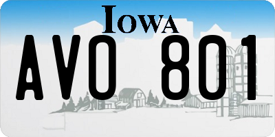 IA license plate AVO801