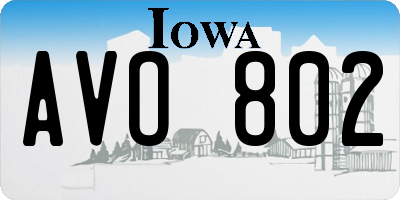 IA license plate AVO802