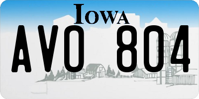 IA license plate AVO804