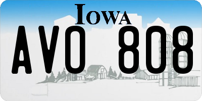 IA license plate AVO808