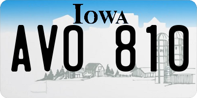 IA license plate AVO810