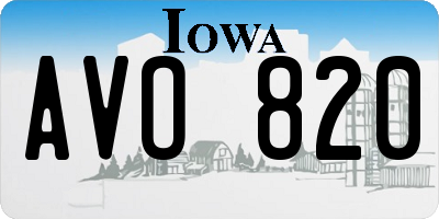 IA license plate AVO820