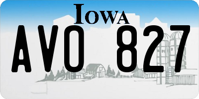 IA license plate AVO827