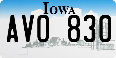 IA license plate AVO830