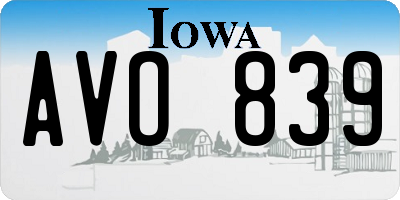 IA license plate AVO839