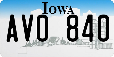 IA license plate AVO840