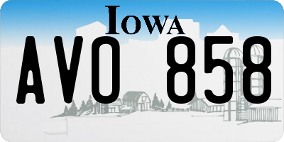 IA license plate AVO858