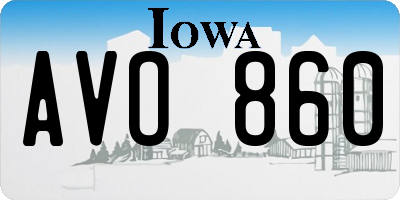 IA license plate AVO860