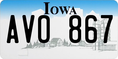 IA license plate AVO867
