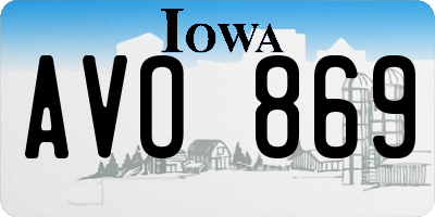 IA license plate AVO869