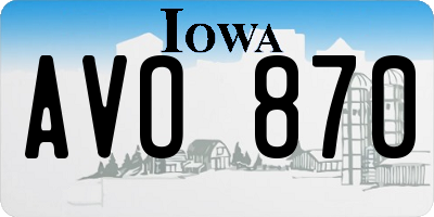 IA license plate AVO870