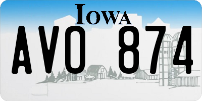 IA license plate AVO874