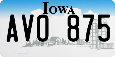 IA license plate AVO875
