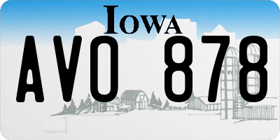 IA license plate AVO878