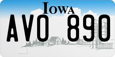 IA license plate AVO890