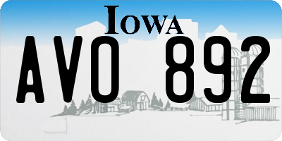 IA license plate AVO892