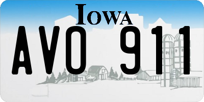 IA license plate AVO911