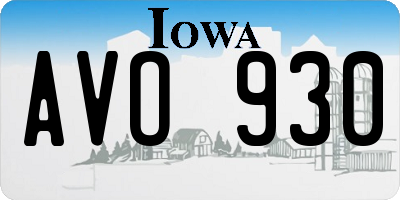 IA license plate AVO930