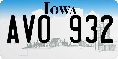 IA license plate AVO932