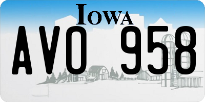 IA license plate AVO958
