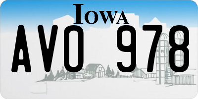 IA license plate AVO978
