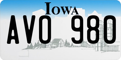 IA license plate AVO980