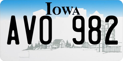 IA license plate AVO982