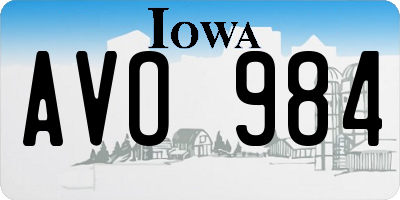 IA license plate AVO984