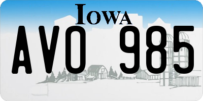 IA license plate AVO985