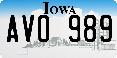 IA license plate AVO989