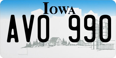 IA license plate AVO990